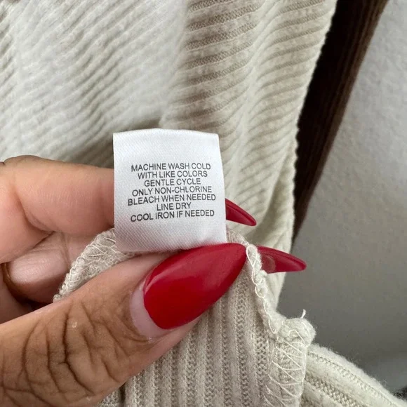 Earthbound Trading Co Hooded Knit Sweater Cream Brown Colorblock XL - Picture 4 of 9